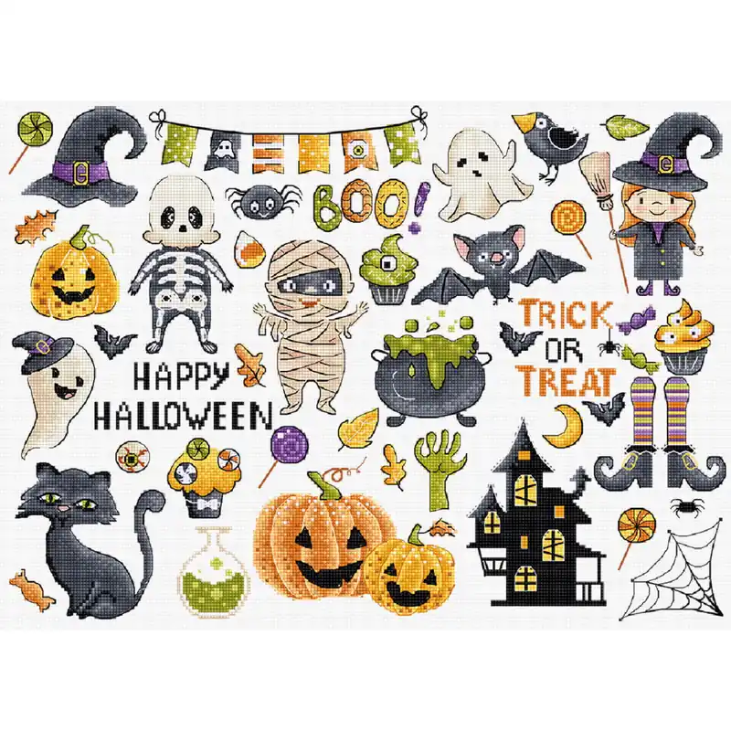 Ab Werk Letistitch Kreuzstich Stickpackung „Halloween Sampler“, Zählmuster, 38x27cm