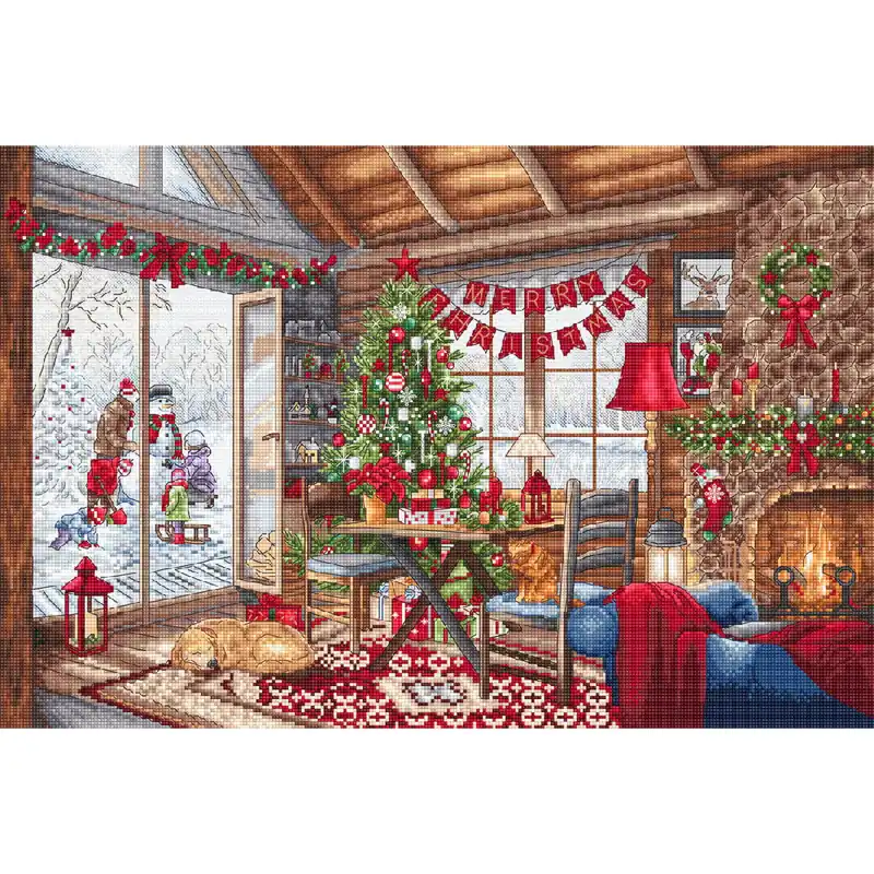 Letistitch Kreuzstich Stickpackung „Weihnachtshütte“, Zählmuster, 29x43cm Neue Kollektion