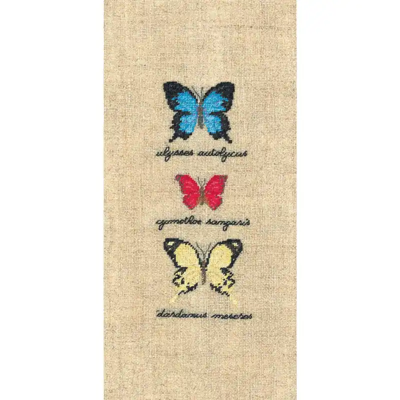 Le Bonheur des Dames Petit Point Stickpackung „Schmetterlinge Miniatur“, Zählmuster, 4,5x12cm Neu