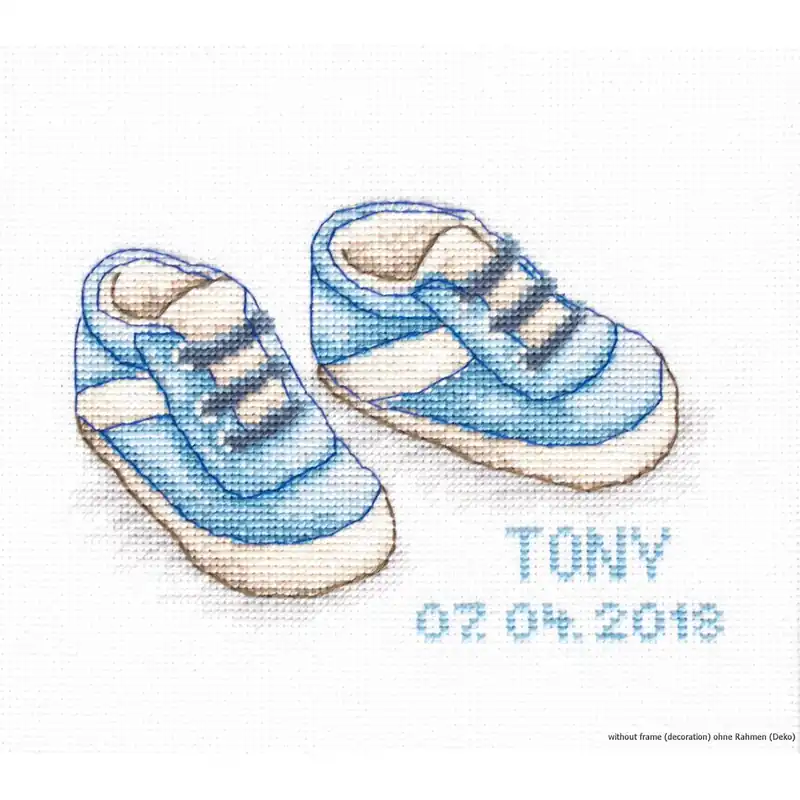 Top-Seller Luca-S Kreuzstich Set „Baby Schuhe Junge“, Zählmuster, 12,5x8cm