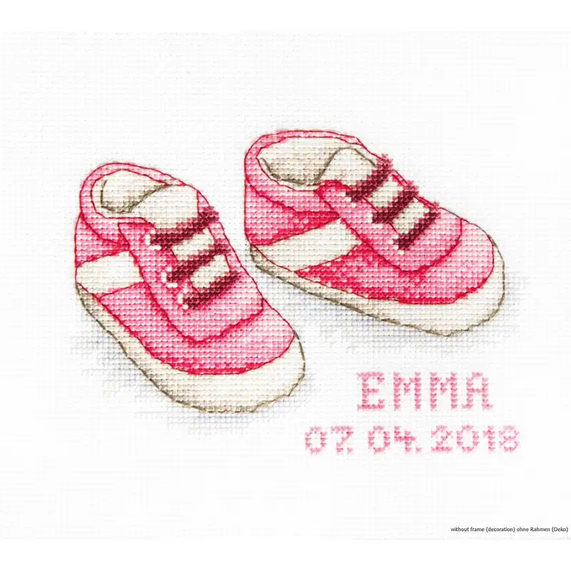 Solange Der Vorrat Reicht Luca-S Kreuzstich Set „Baby Schuhe Mädchen“, Zählmuster, 12,5x8cm