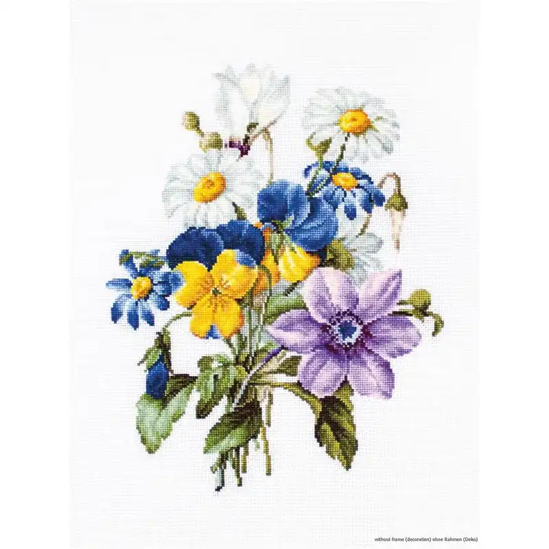Luca-S Kreuzstich Set „Blumenstrauß mit Kamillen“, Zählmuster, 19×24,5cm Geld-Zurück-Garantie