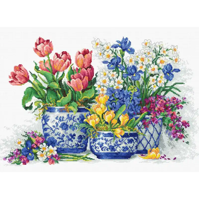 Luca-S Kreuzstich Set „Frühlingsblumen“, Zählmuster, 39x25cm Jetzt Kaufen