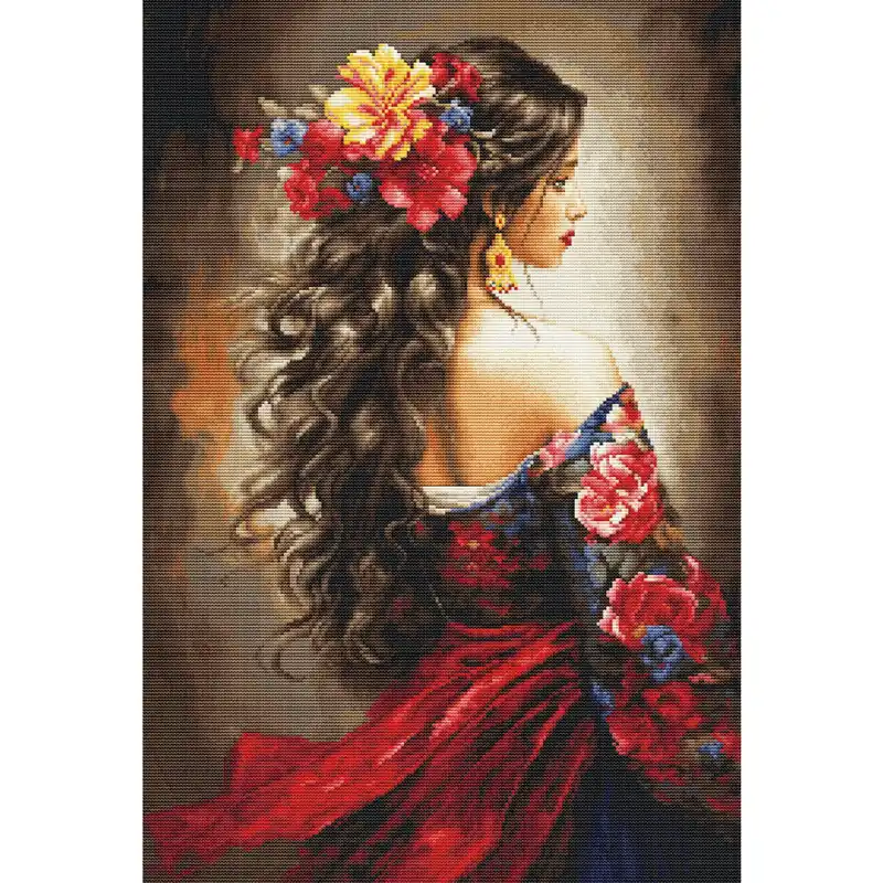 Schnäppchen Luca-S Kreuzstich Stickpackung „Das spanische Mädchen“, Zählmuster, 30x44cm