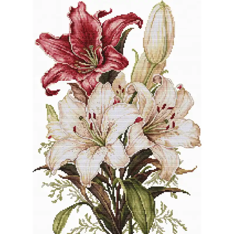 Nur Heute Luca-S Kreuzstich Stickpackung „Der Duft von Lilien „, Zählmuster, 24x34cm