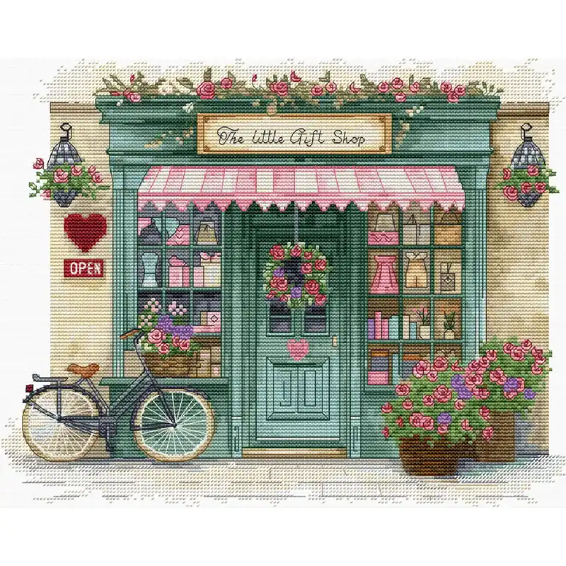 Kostenloser Versand Luca-S Kreuzstich Stickpackung „Der kleine Geschenkeladen“, Zählmuster, 26x21cm