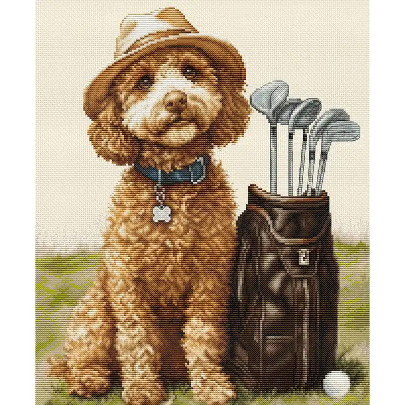 Luca-S Kreuzstich Stickpackung „Der Meistergolfer“, Zählmuster, 26x31cm Original