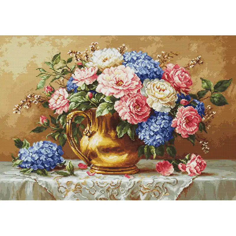 Billig Luca-S Kreuzstich Stickpackung „Goldene Blüte“, Zählmuster, 48x33cm