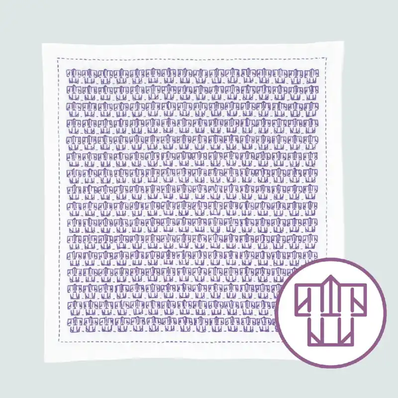 Olympus Hitomezashi Sashiko Stickpackung „Hana Fukin Kimono“, Stoff bedruckt, 34x34cm, Original aus Japan Neu