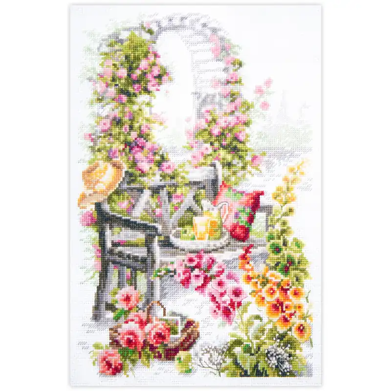 Letzte Chance Magic Needle Zweigart Edition Kreuzstich Set „Rückzugsgarten“, Zählmuster, 18x28cm