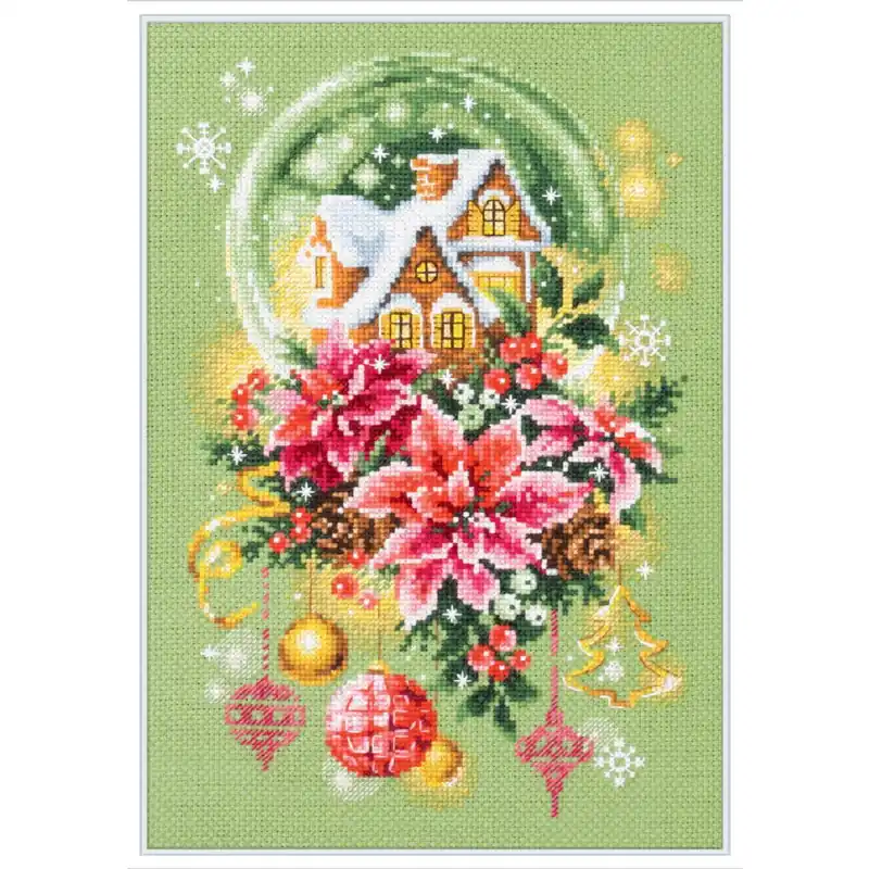 Exklusiv Magic Needle Zweigart Edition Kreuzstich Set „Schneekugel“, Zählmuster, 18x28cm