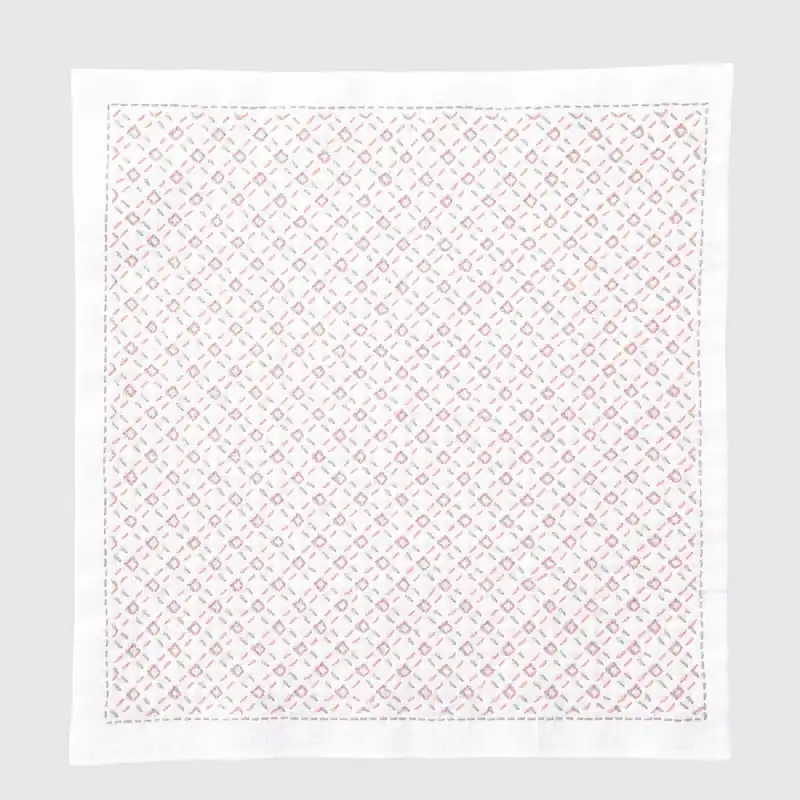 Exklusiv Olympus Hitomezashi Sashiko Stickpackung „Hana Fukin Plaid“, Stoff bedruckt, 34x34cm, Original aus Japan