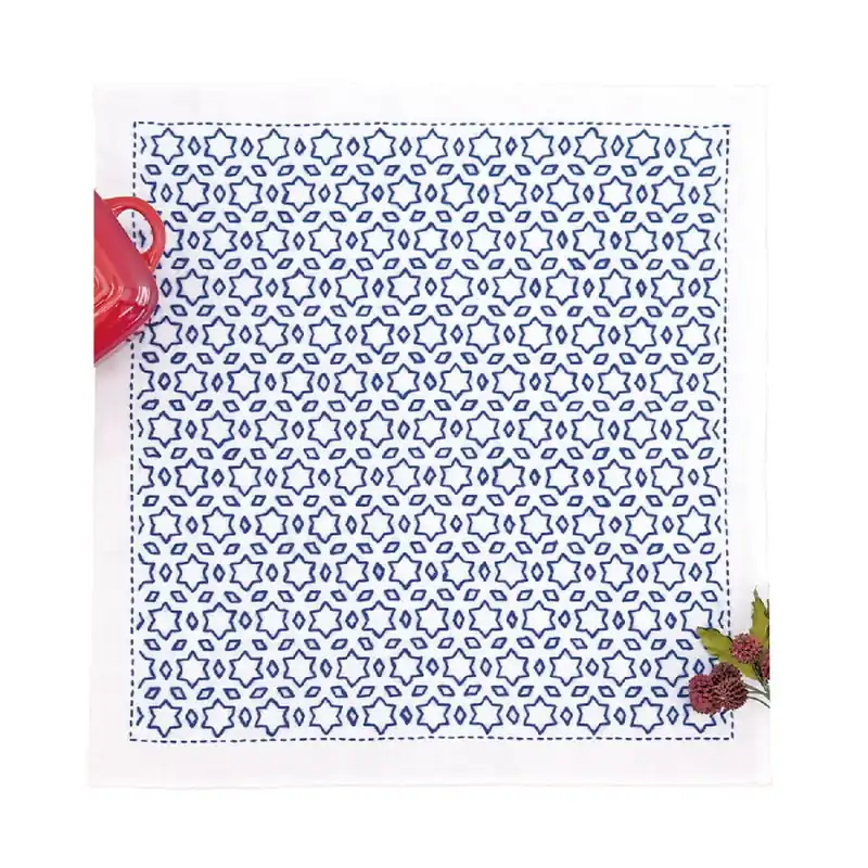 Olympus Hitomezashi Sashiko Stickpackung „Hana Fukin Stars and Three Diamonds“, Stoff bedruckt, 34x34cm, Original aus Japan Rabatt