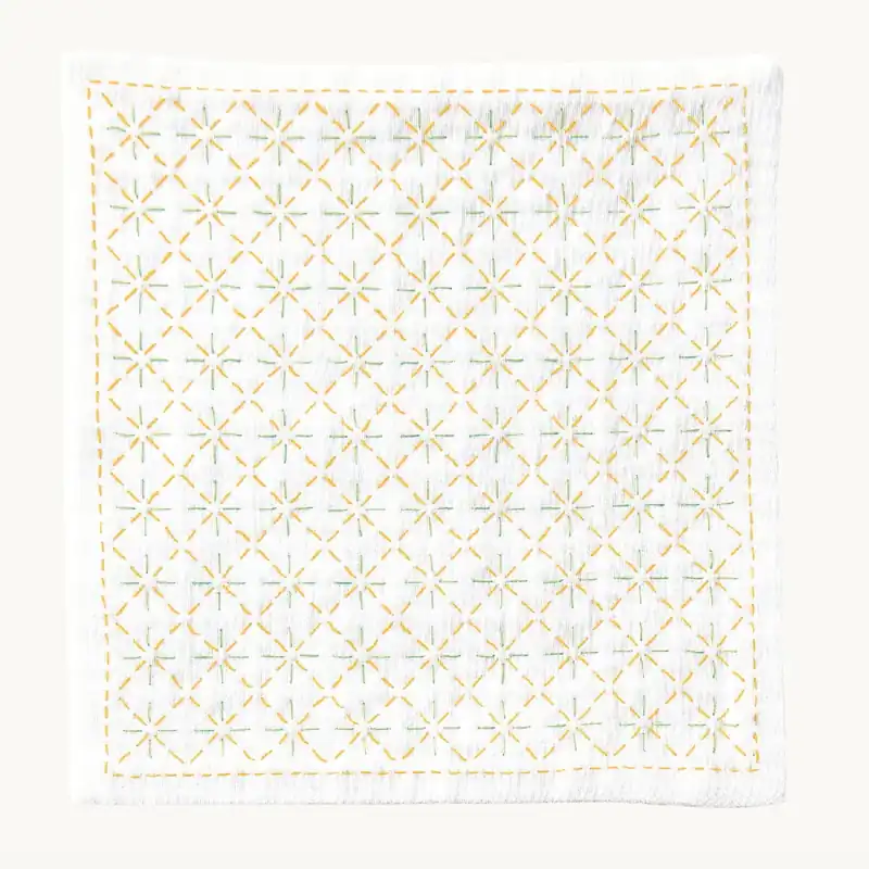 Olympus Hitomezashi Sashiko Stickpackung „Taschentuch iine Pineapple“, Stoff bedruckt, 20x20cm, Original aus Japan Mega-Angebot