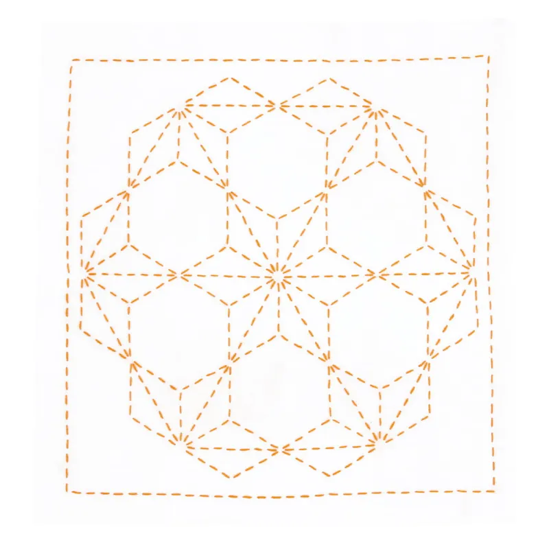 Neue Ware Olympus Sashiko Stickpackung „Hana Fukin Tobi-Asanoha“, Stoff bedruckt, 34x34cm, Original aus Japan