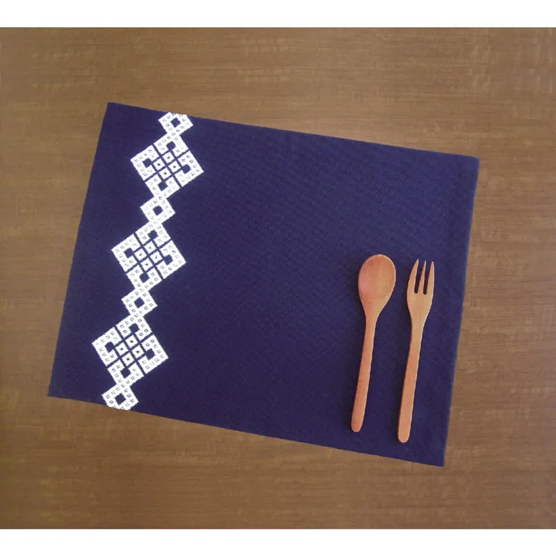 Olympus Kogin Stickpackung „Tischset Navy, 1 St“, Zählmuster, 30x40cm, Original aus Japan Geld-Zurück-Garantie