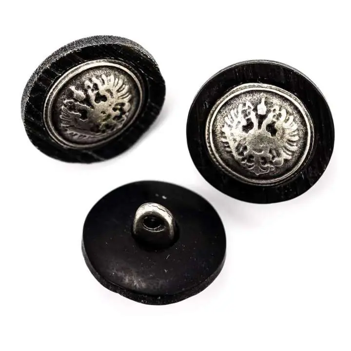 Bestseller Wappen Knopf mit Öse silber-schwarz tk-157