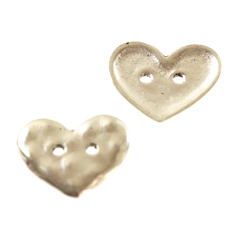 Versand Am Gleichen Tag Knopf Herz Silber gehämmert TK-15s