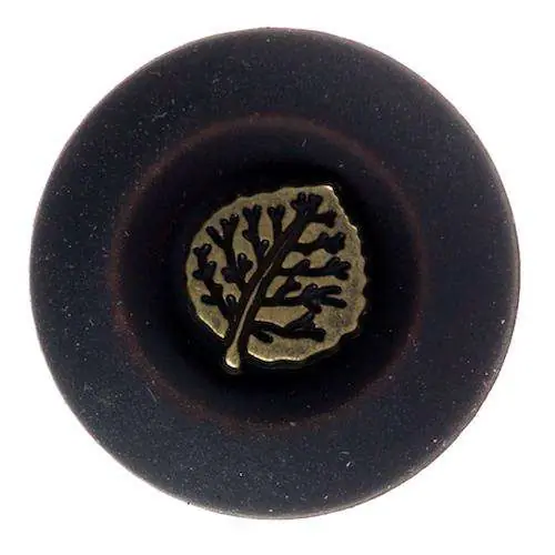 Solange Der Vorrat Reicht Trachten Knopf mit Blattmotiv TK-161schw braun