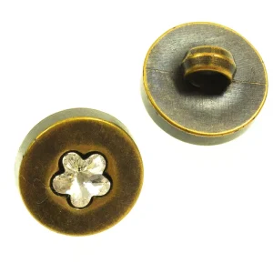 Neue Kollektion Trachten Knopf mit Strass Blümchen tk-66-messing