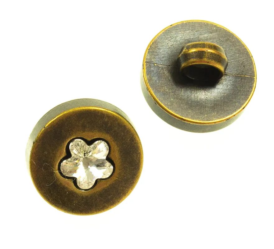 Neue Kollektion Trachten Knopf mit Strass Blümchen tk-66-messing
