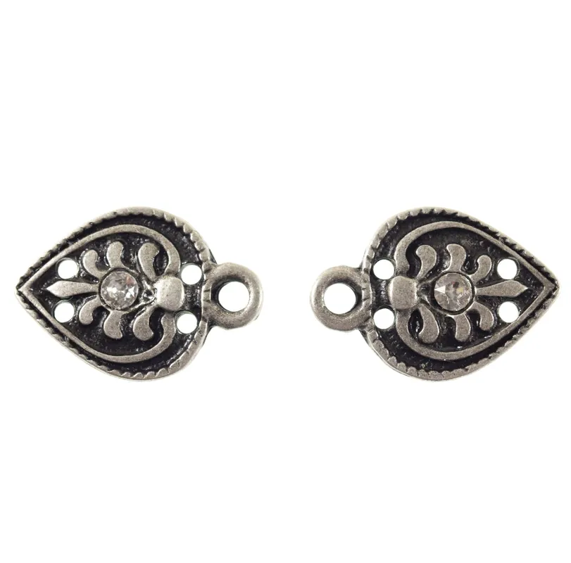 Miederöse Blume TS-10 Floral mit Straßsteinen silber Abverkauf