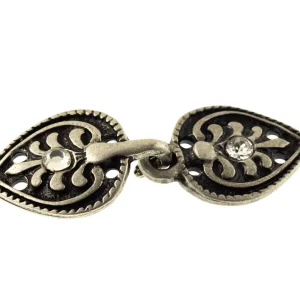 Miederhaken u. Öse TS-10 Floral mit Straßsteinen silber Schnäppchen