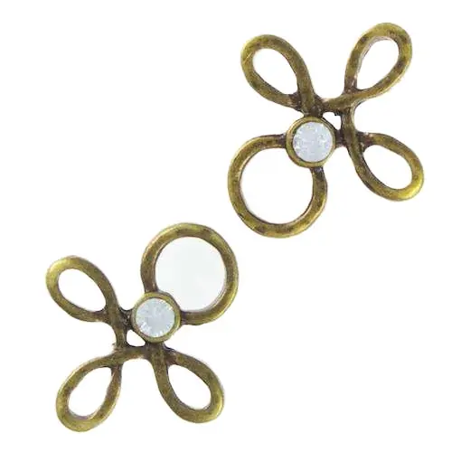 Miederöse Kleeblatt TS-16 crystal altgold mit Strass Großhandel