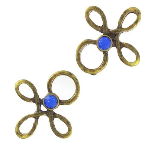 Miederöse Kleeblatt TS-16 saphire altgold mit Strass Ausverkauf