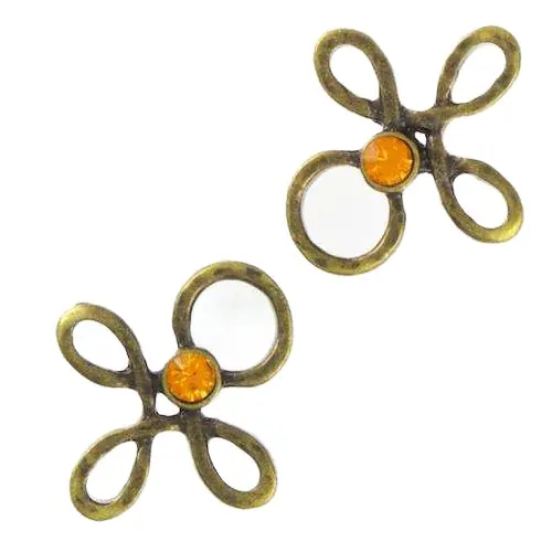 Zertifiziert Miederöse Kleeblatt TS-16 topaz altgold mit Strass