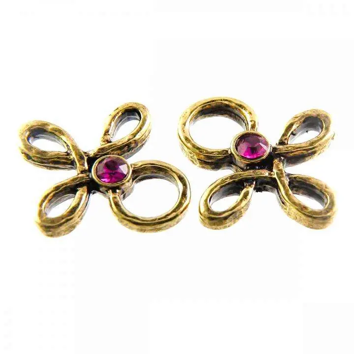 Miederöse Kleeblatt TS-16 fuchsia gold mit Strass Top-Preis