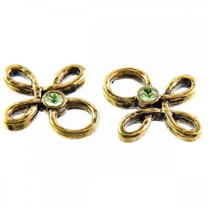 Miederöse Kleeblatt TS-16 peridot gold mit Strass Highlight