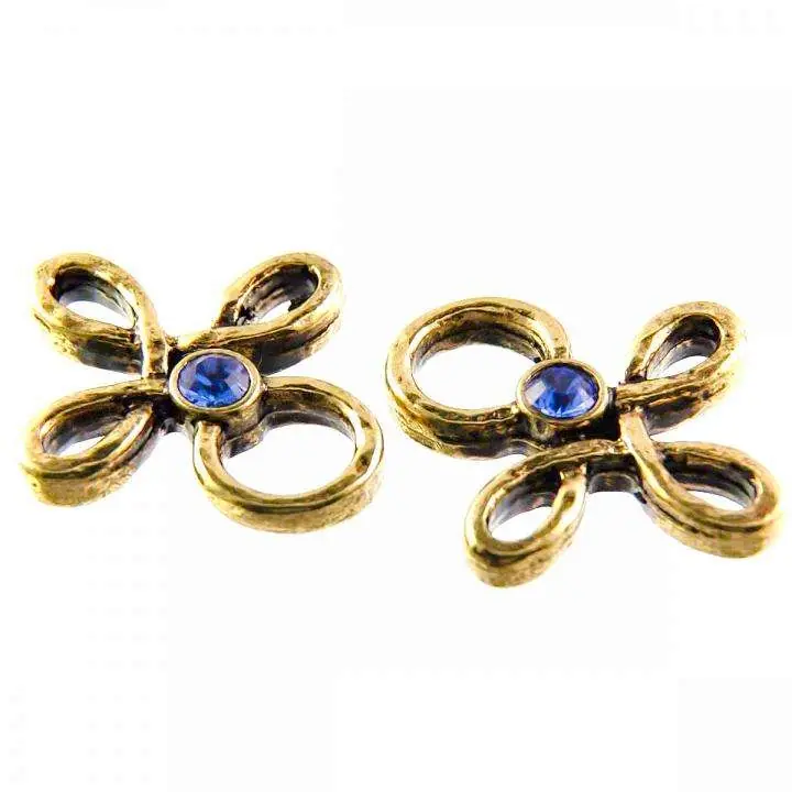 Miederöse Kleeblatt TS-16 saphire gold mit Strass Online Kaufen