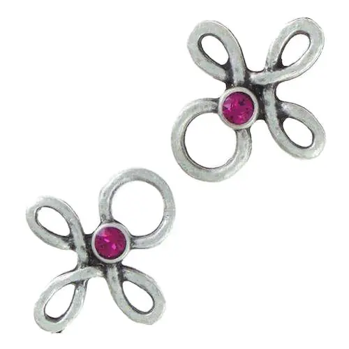 Miederöse Kleeblatt TS-16 fuchsia silber mit Strass Must-Have