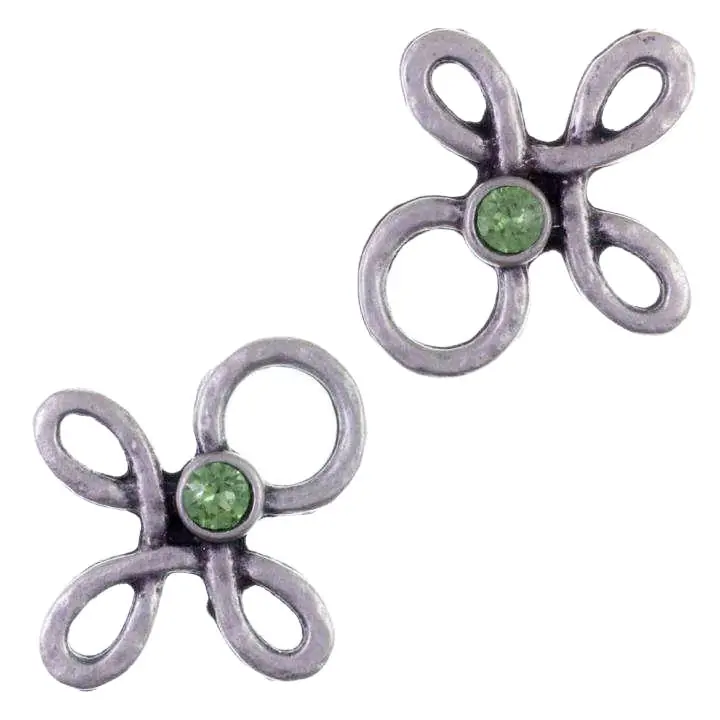 Miederöse Kleeblatt TS-16 peridot silber mit Strass Im Trend