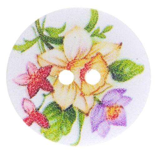 Wochenendangebot Holz Knopf mit Blumenmuster HK-292