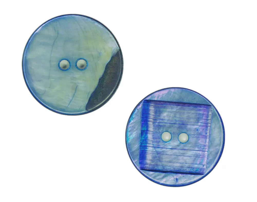 Makassar Perlmutt Knopf blau 2-Loch pl-gr-300 Kostenloser Versand