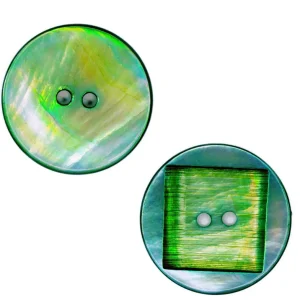 Handgefertigt Makassar Perlmutt Knopf grün 2-Loch pl-gr-300