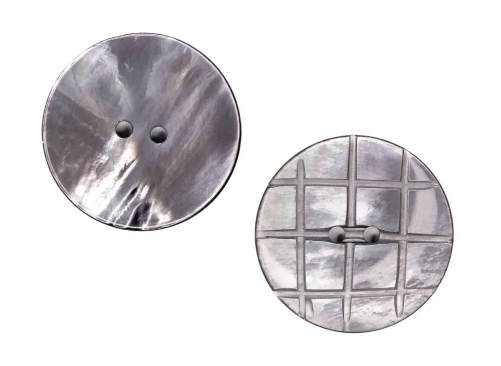 Kracherpreis Makassar Perlmutt Knopf 2-Loch pl-gr-501-grau