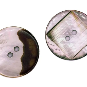 Heißes Angebot Makassar Perlmutt Knopf braun-grau 2-Loch pl-gr-300