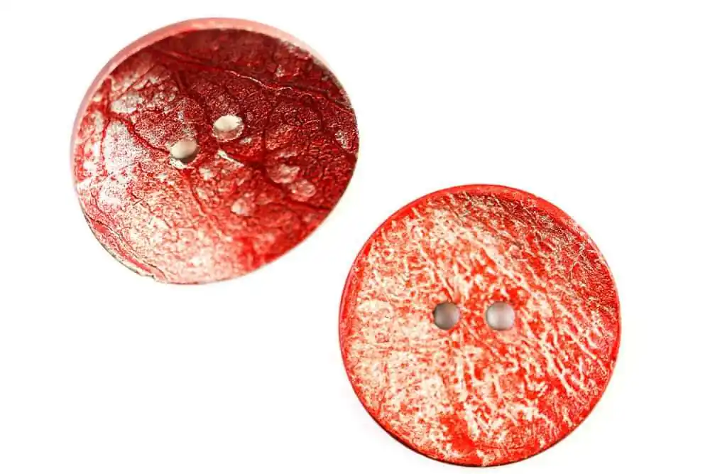 Holzknopf aus Kokosholz farbig HK-422 Rot Silber Kostenfreie Lieferung