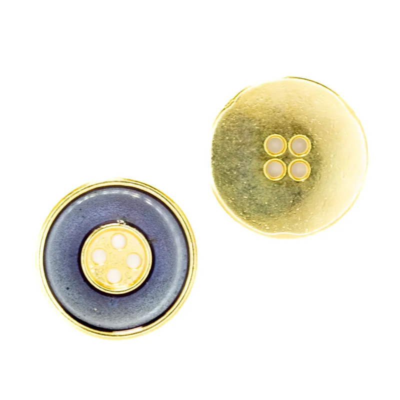 Kracherpreis Metall Knopf mit Perl Email MK-76-gold-blau