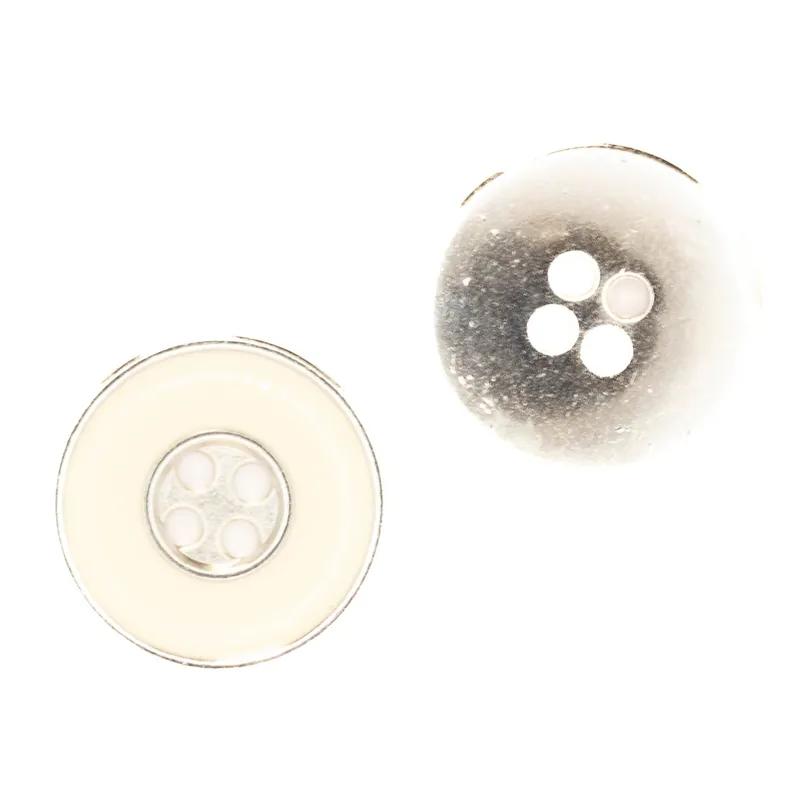 Metall Knopf mit Perl Email MK-76-silber-weiß Preisknaller