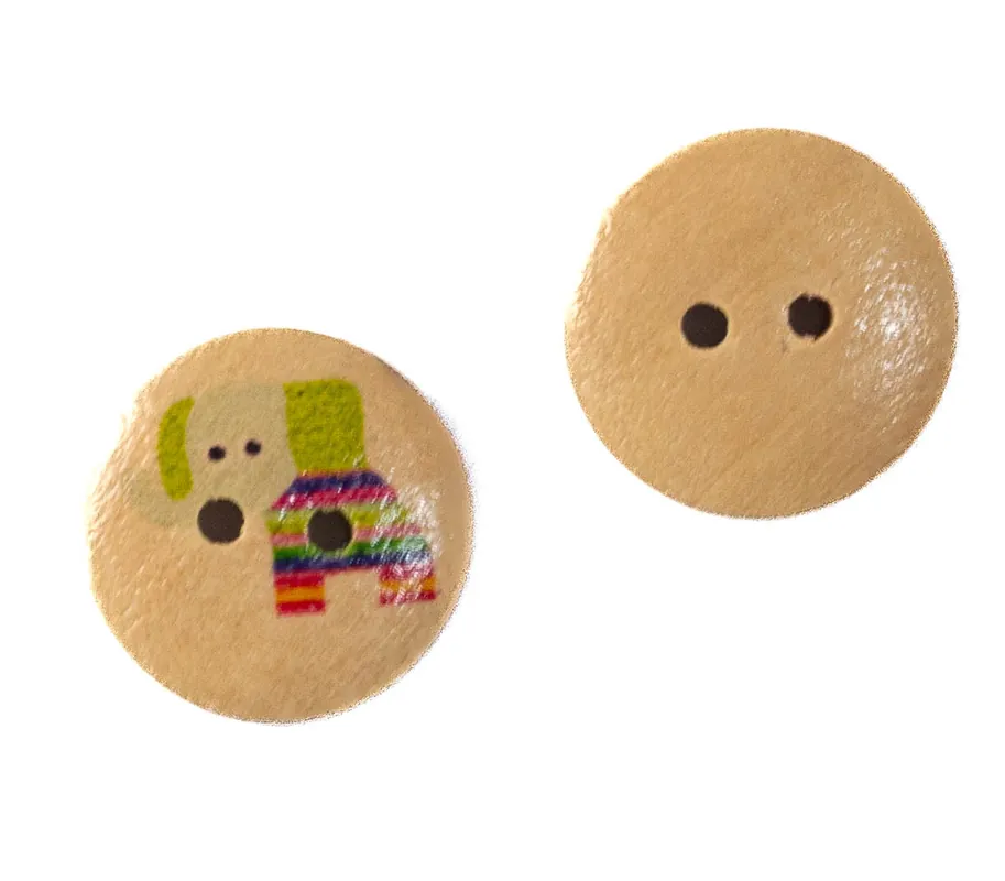 Jetzt Zugreifen Holz Knopf mit buntem Elefant-Motiv KK-68-4