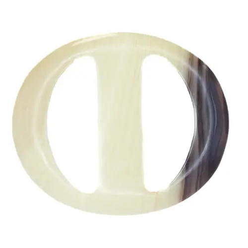 Ovale Hornimitat Schnalle s-hi-38-creme-braun Neue Ware