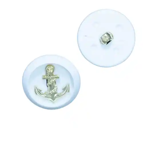 Ösen Knopf Anker KW-18 Weiß Silber Schneller Versand