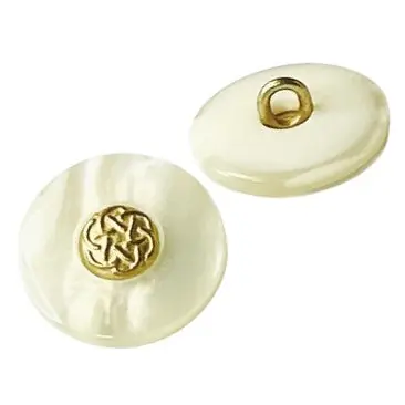 Solange Der Vorrat Reicht Perlmuttimitat Ösen Knopf Stern PLI-23 Creme Gold