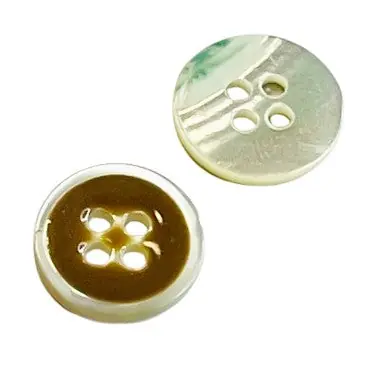 Hemdknopf aus Perlmutt PL-50 weiß-braun Neue Ware