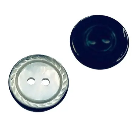 Perlmuttimitat Knopf mit Rand Muster pli-25-grau Markenprodukt