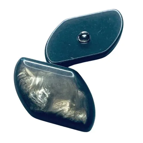 Neu Knebelknopf Perlmuttimitat K-83 Schwarz-Silber